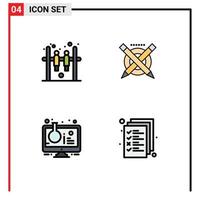 4 Creative Icons Modern Signs and Symbols of bar online lab pencil line test tube Editable Vector Design Elements