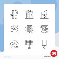 Universal Icon Symbols Group of 9 Modern Outlines of christmas oil present industry soda Editable Vector Design Elements