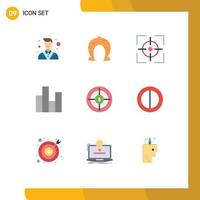 9 Flat Color concept for Websites Mobile and Apps stats chart patricks business target Editable Vector Design Elements
