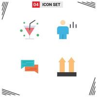 Set of 4 Vector Flat Icons on Grid for drink bubbles avatar human conversation Editable Vector Design Elements