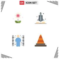 4 Thematic Vector Flat Icons and Editable Symbols of flora usa nature rocket complication Editable Vector Design Elements