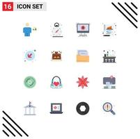 Set of 16 Modern UI Icons Symbols Signs for arrow document addition chart game Editable Pack of Creative Vector Design Elements