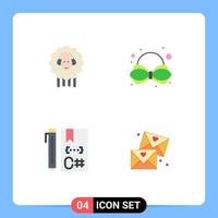 Pack of 4 Modern Flat Icons Signs and Symbols for Web Print Media such as easter coding spring tie development Editable Vector Design Elements