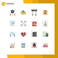 Universal Icon Symbols Group of 16 Modern Flat Colors of document package theory ecommerce sport Editable Pack of Creative Vector Design Elements