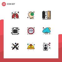 Universal Icon Symbols Group of 9 Modern Filledline Flat Colors of business brand mind audit ruler Editable Vector Design Elements