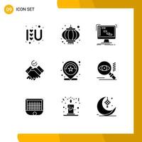 Universal Icon Symbols Group of 9 Modern Solid Glyphs of number work ableton themes sequencer Editable Vector Design Elements