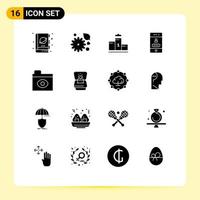 16 iconos creativos signos y símbolos modernos de gran hermano contraseña naturaleza bloqueo educación elementos de diseño vectorial editables vector
