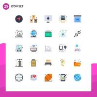 Set of 25 Modern UI Icons Symbols Signs for browser shared lock server hosting safety Editable Vector Design Elements