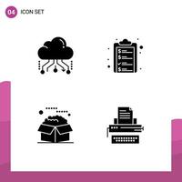 Modern Set of Solid Glyphs and symbols such as cloud box network clipboard product Editable Vector Design Elements