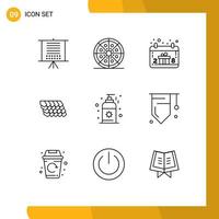 Outline Pack of 9 Universal Symbols of beach top slices tile thanksgiving Editable Vector Design Elements