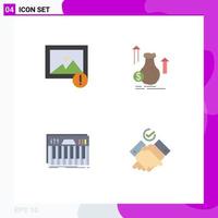 Universal Icon Symbols Group of 4 Modern Flat Icons of alert keyboard money growth midi Editable Vector Design Elements