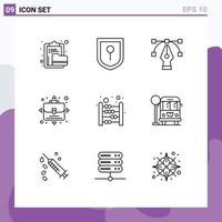 Pack of 9 Modern Outlines Signs and Symbols for Web Print Media such as city education graphic calculating person Editable Vector Design Elements