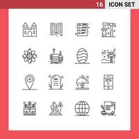 Set of 16 Commercial Outlines pack for atom screwdriver browser hammer programming Editable Vector Design Elements