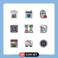 Modern Set of 9 Filledline Flat Colors Pictograph of education processor devices microchip remove Editable Vector Design Elements