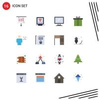 Set of 16 Commercial Flat Colors pack for alarm christmas computer box pc Editable Pack of Creative Vector Design Elements