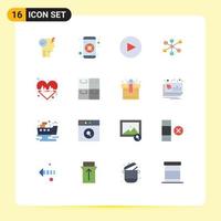 Group of 16 Modern Flat Colors Set for rolls line play heart group Editable Pack of Creative Vector Design Elements