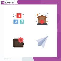 4 Universal Flat Icons Set for Web and Mobile Applications abc cash school smart money Editable Vector Design Elements