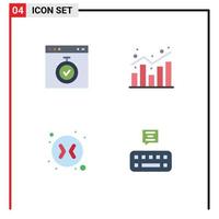 Universal Icon Symbols Group of 4 Modern Flat Icons of browser statistics stopwatch chart change arrows Editable Vector Design Elements