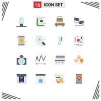 Pack of 16 creative Flat Colors of mobile surveillance bed security cctv Editable Pack of Creative Vector Design Elements