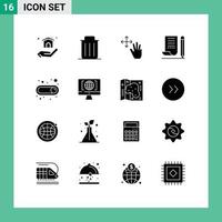 16 Thematic Vector Solid Glyphs and Editable Symbols of on notepad three notebook jotter Editable Vector Design Elements