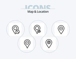 diseño de iconos del paquete de iconos de línea de mapa y ubicación 5. menos. navegación. minimizar. mapa. alfiler vector