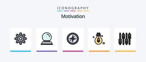 la línea de motivación llenó el paquete de 5 íconos que incluye . junta. localización. texto. motivación. diseño de iconos creativos vector