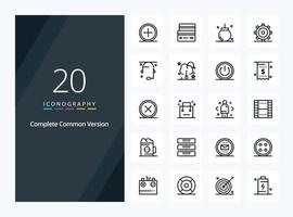 20 Complete Common Version Outline icon for presentation vector