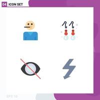 Group of 4 Modern Flat Icons Set for avatar disable support fashion hide Editable Vector Design Elements