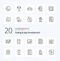 20 Coding And App Development Line icon Pack like coding binary virus program operational vector