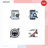 4 Creative Icons Modern Signs and Symbols of check helm mark mobile steering wheel Editable Vector Design Elements