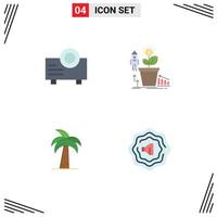 Pack of 4 Modern Flat Icons Signs and Symbols for Web Print Media such as device global finance money indian Editable Vector Design Elements