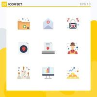 Set of 9 Commercial Flat Colors pack for file document communication padlock lock Editable Vector Design Elements