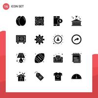 Pictogram Set of 16 Simple Solid Glyphs of deposit logistic mobile container box Editable Vector Design Elements