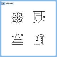 Set of 4 Modern UI Icons Symbols Signs for budget bumper funding study road Editable Vector Design Elements