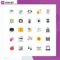 User Interface Pack of 25 Basic Flat Colors of annual report money rate coins view Editable Vector Design Elements