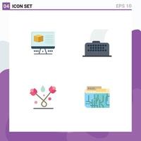 Set of 4 Modern UI Icons Symbols Signs for computer easter monitore text tulip Editable Vector Design Elements