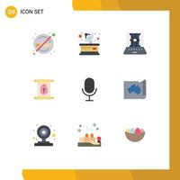 Pictogram Set of 9 Simple Flat Colors of mic scroll applied science school technology Editable Vector Design Elements