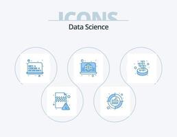 Data Science Blue Icon Pack 5 Icon Design. web. global. target. architecture. graph vector