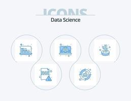 paquete de iconos azul de ciencia de datos 5 diseño de iconos. web. global. objetivo. arquitectura. grafico vector