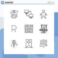 Set of 9 Modern UI Icons Symbols Signs for network zar transfer currency rand Editable Vector Design Elements