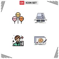 Stock Vector Icon Pack of 4 Line Signs and Symbols for bloon analyst console pad avatar Editable Vector Design Elements