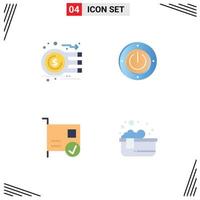 Set of 4 Commercial Flat Icons pack for analysis card graph energy connected Editable Vector Design Elements