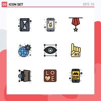 Set of 9 Modern UI Icons Symbols Signs for design settings decoration network gear Editable Vector Design Elements