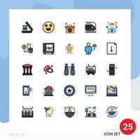 Filled line Flat Color Pack of 25 Universal Symbols of sales man avatar medical case man transportation Editable Vector Design Elements