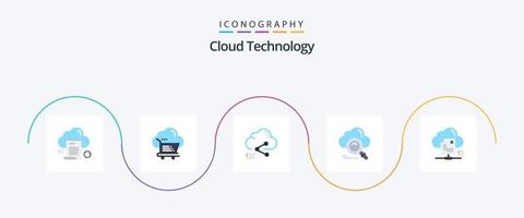 Cloud Technology Flat 5 Icon Pack Including data. cloud. ecommerece. link. data vector