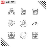 Pictogram Set of 9 Simple Outlines of help mosque sport speaker audio Editable Vector Design Elements