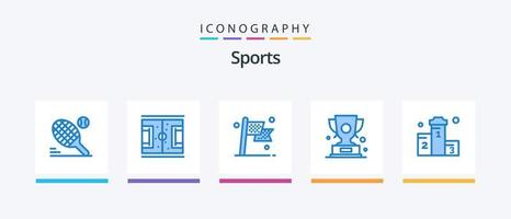 Sports Blue 5 Icon Pack Including prize. award. match. trophy. race. Creative Icons Design vector