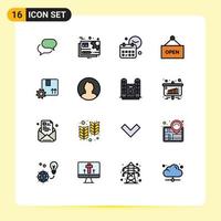 16 Creative Icons Modern Signs and Symbols of branding shop edit open time Editable Creative Vector Design Elements