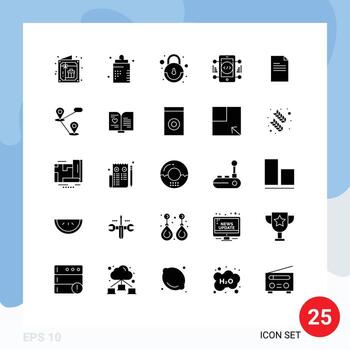 Pictogram Set of 25 Simple Solid Glyphs of text web form online coding Editable Vector Design Elements