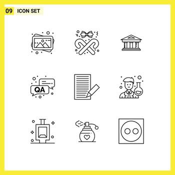 9 Outline concept for Websites Mobile and Apps communication qa stick answer finance Editable Vector Design Elements